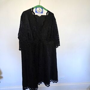 Kiyonna Scalloped Boudoir Lace Dress 3/4 Sleeve, Size 4x, Plus Size